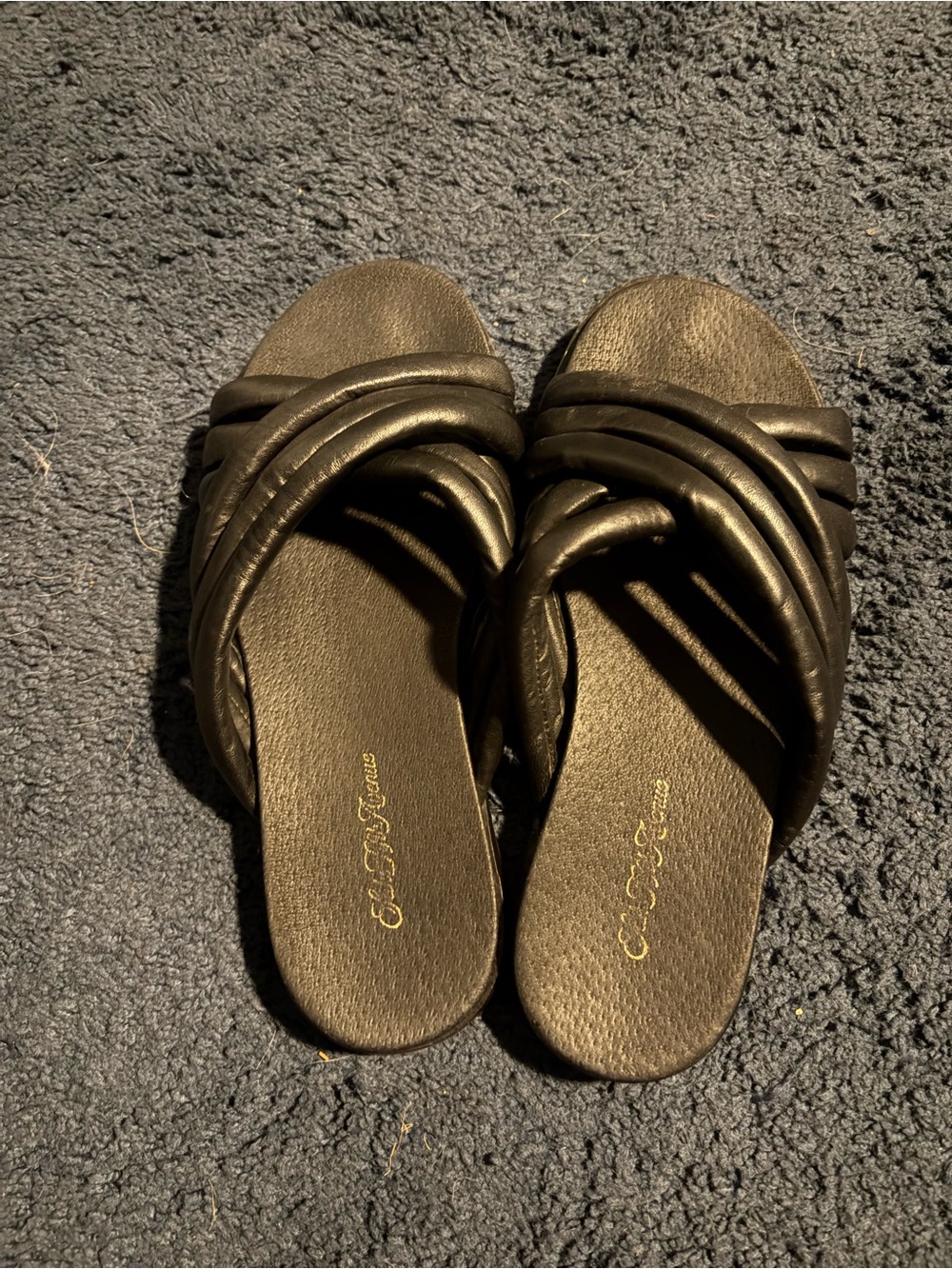 Saks Fifth Avenue Black Braided Slide Sandals - Picture 2 of 3